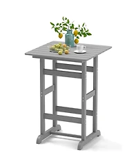 Square Bar Table Dining with Slatted Tabletop for Poolside
