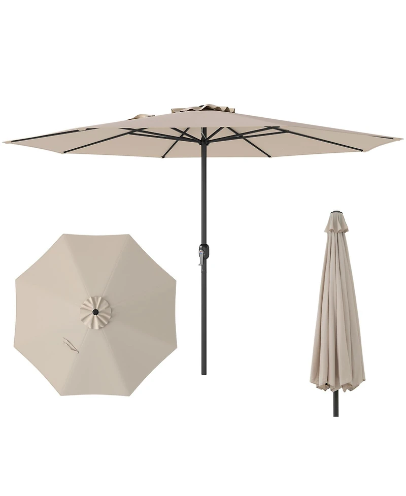 Patio Umbrella with Crank Handle and 8 Sturdy Ribs for Outdoor Shade