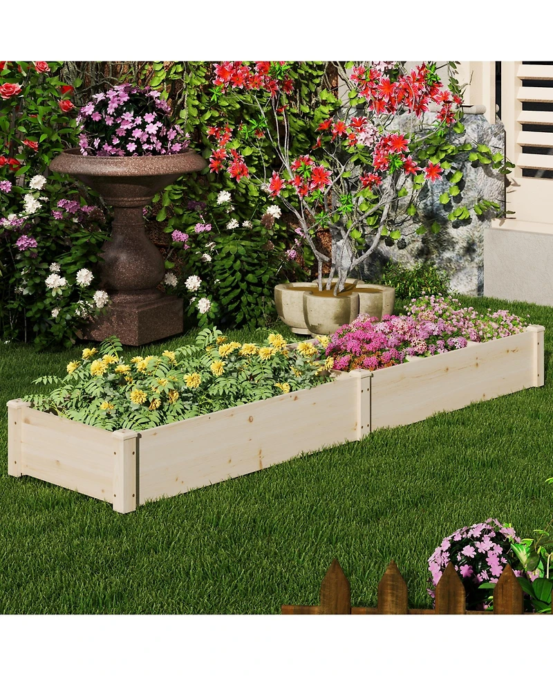 Raised Open-Ended Base Garden Bed with 2 Planter Boxes Divider