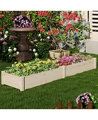 Raised Open-Ended Base Garden Bed with 2 Planter Boxes Divider