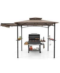 Slickblue Grill Gazebo with Side Awning and Double-Tiered Top for Patio or Backyard