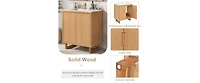 30 in. Modern Freestanding Bathroom Vanity Storage Solid Wood Cabinet Single Top Sink,2 Drawers