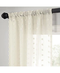 Half Price Drapes Strasbourg Dot Cream Geometric Patterned Faux Linen Sheer Curtain