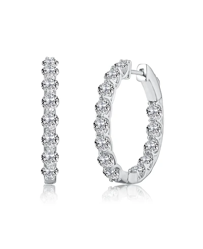 Clear Cubic Zirconia Encrusted Hoop Earrings