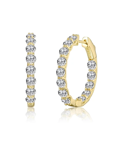 Clear Cubic Zirconia Encrusted Hoop Earrings