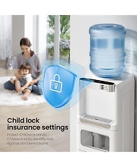 Cowsar Water Cooler Dispenser with Ice Maker for 2, 3 or 5 Gallon Bottles, 33Lbs Daily Ice Making, Child Safety Lock and Energy-Saving Design for Home