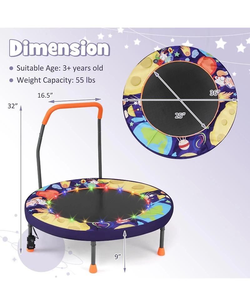 Mini Trampoline Folding Small Rebounder for Kids with Lights