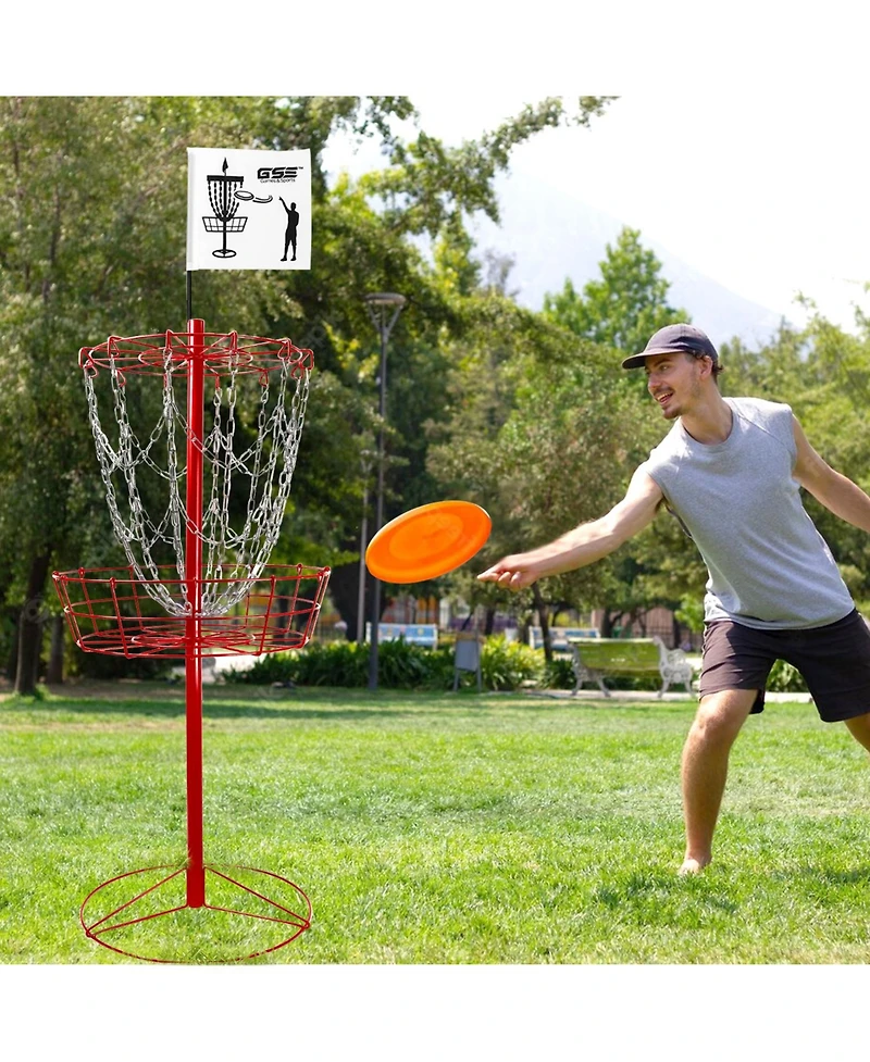 Portable 12-Chain,Disc Golf Targets Basket, Metal Flying Disc Practice Basket(Black/Blue/Orange/Red)