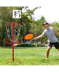 Portable 12-Chain,Disc Golf Targets Basket, Metal Flying Disc Practice Basket(Black/Blue/Orange/Red)