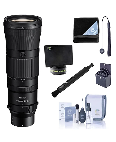 Nikon Nikkor Z 180-600mm f/5.6-6.3 Vr Lens, Bundle with Lens Wrap, Flex Lens Shade, 95mm Filter Kit, Lens Cleaner, Cleaning Kit and Lens Cap Tether
