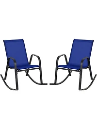 Set of 2 Metal Patio Rocking Chair with Breathable Seat Fabric