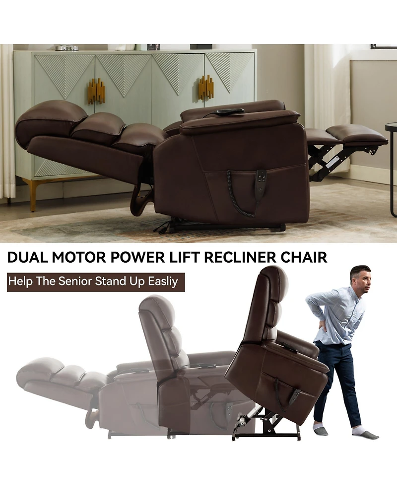 Casainc Dual Motor Infinite Position Up to 350 Lbs Power Lift Recliner Chair with Power-Remote, Heat Massage and Heavy Duty Motion Mechanism