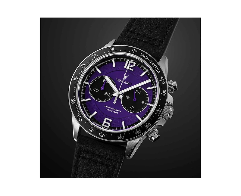 Vincero Men s Apex 42mm Chronograph Watch – Ultraviolet Purple Dial