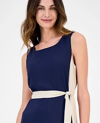 Connected Women's Two-Tone Tie-Waist Dress