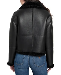 Guess Women's Stand-Collar Faux-Shearling Coat