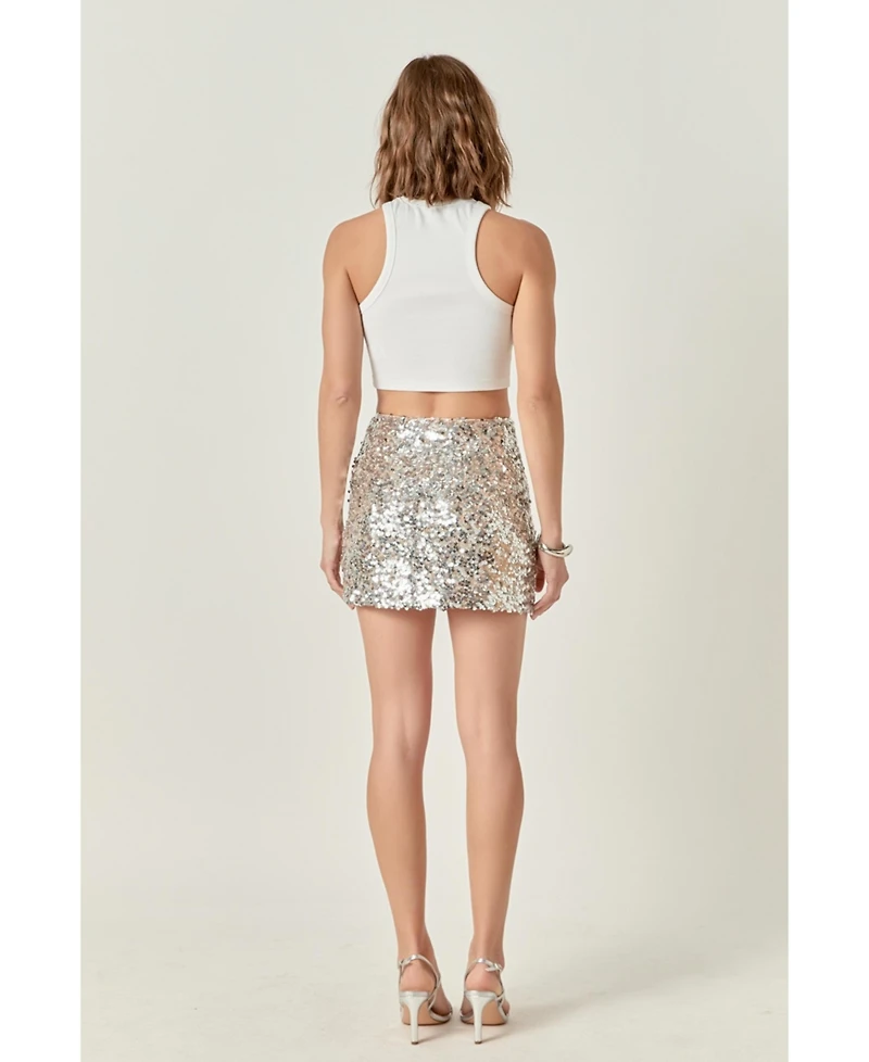 endless rose Women's Beaded Sequins Mini Skirt