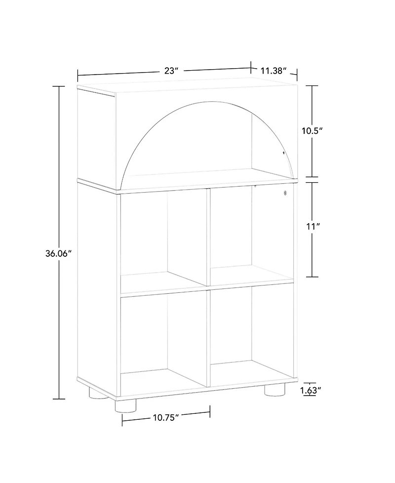 Sourcing Solutions Arched 23" Solid Wood 4 Cubby Entryway Shoe Rack Storage Organizer Cabinet