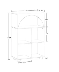 Sourcing Solutions Arched 23" Solid Wood 4 Cubby Entryway Shoe Rack Storage Organizer Cabinet