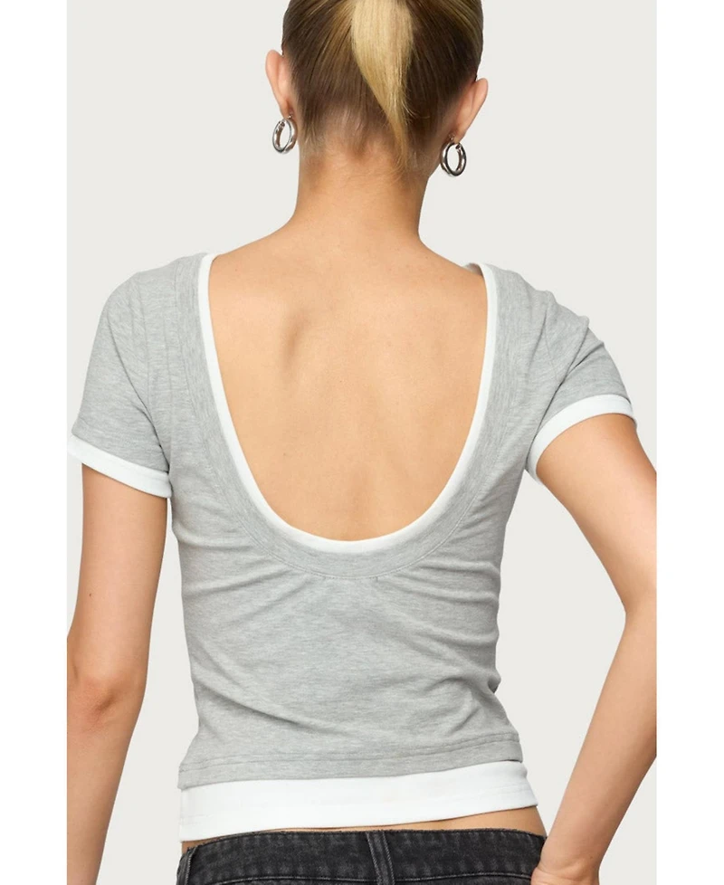 Edikted Women's Julietta Contrast Layered T Shirt