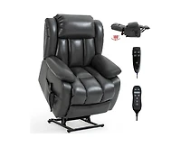 Casainc Dual Motor Infinite Position Up to 350 Lbs Electric Medium size Leatheraire Power Lift Recliner Chair with 8-Point Vibration Massage and Lumba