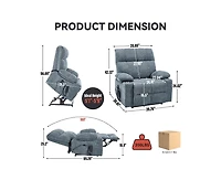 Dual Motor Infinite Position Up to 350 Lbs Chenille Power Lift Recliner Chair with 8-Point Vibration Massage and Lumbar Heating Cup Holders