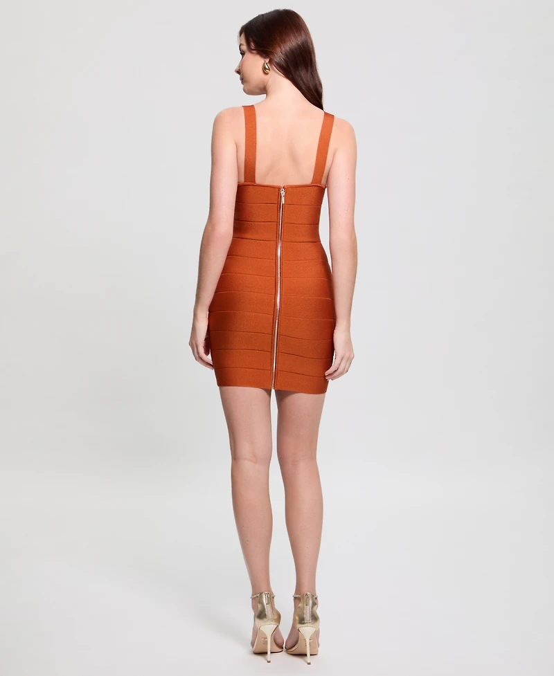 Guess Women's Solid Square-Neck Short Bodycon Dress