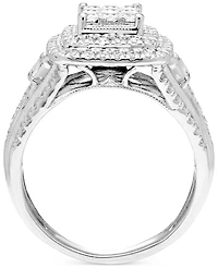 Diamond Princess Shaped Cluster Multirow Engagement Ring (1 ct. t.w.) in 14k White Gold