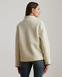 Lauren Ralph Women's Faux-Suede-Trim Fleece Jacket
