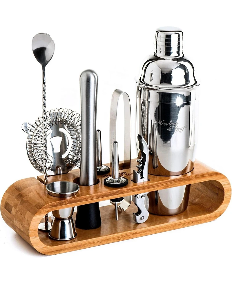 Bartender Kit 10-Piece Bar Tool Set with Bamboo Stand