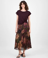Robbie Bee Women's Knit-Bodice Pleated-Skirt Dress
