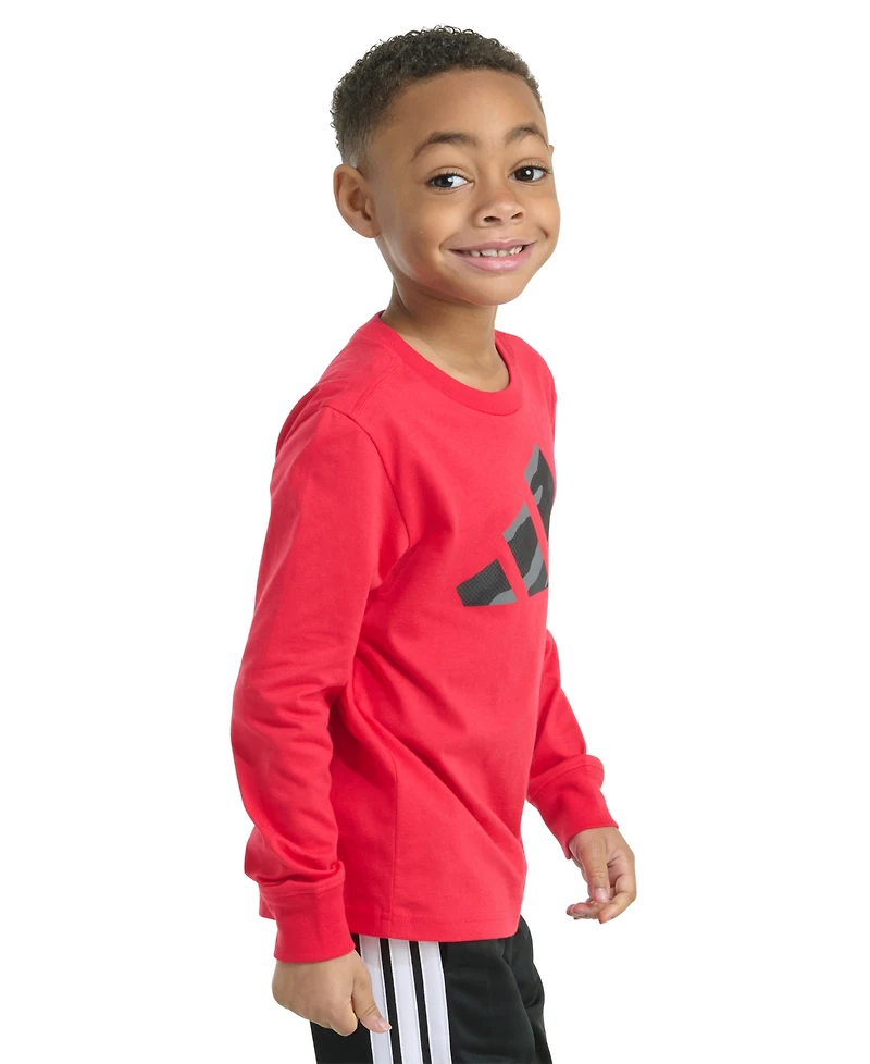 adidas Toddler & Little Boys Long-Sleeve Halftone Camo Logo Cotton T-Shirt