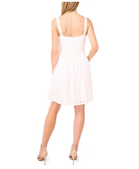 CeCe Women's Floral Embroidered Square Neck Dress