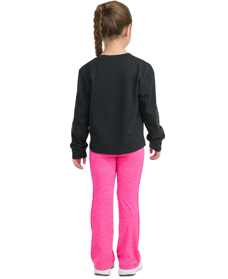 adidas Toddler & Little Girls Long-Sleeve Graphic T-Shirt Flare Pants, 2 Piece Set
