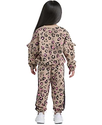 adidas Toddler & Little Girls Printed Flutter-Sleeve Pullover Sweatshirt Elastic-Waistband Jogger Pants, 2 Piece Set