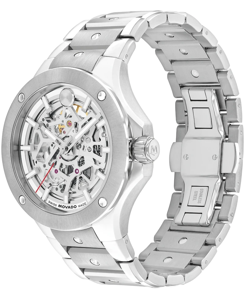 Movado Men's Alta S.e.Swiss Automatic Skeleton Stainless Steel Watch, 43.50mm