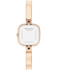 Movado Women's Museum Cushion Swiss Quartz Rose Pvd Bangle Watch, 21.50mm