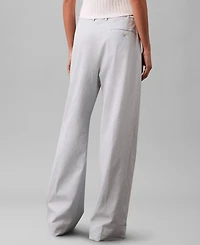 Calvin Klein Women's Linen Blend Wide-Leg Pants