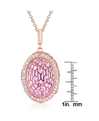 Sterling Silver 18K Rose Plated Cubic Zirconia Oval Pink Pendant