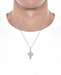 Men's Diamond Cluster Cross 22" Pendant Necklace (1 ct. t.w.) in 10k White Gold
