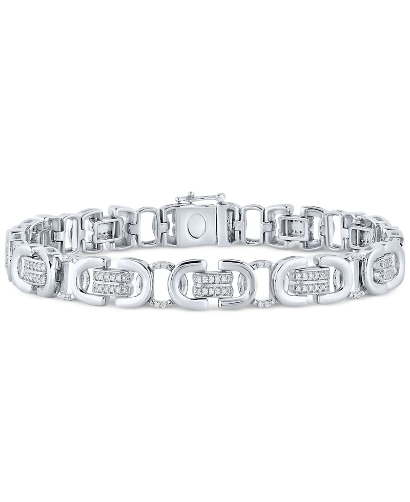 Men's Diamond Pave U Link Bracelet (1 ct. t.w.) in Sterling Silver