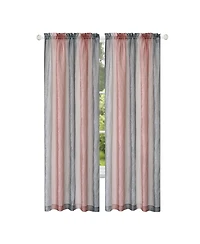 Kate Aurora 1 Piece Crushed Faux Satin Silver & Blush Rose Pink Ombre Window Curtain Panel
