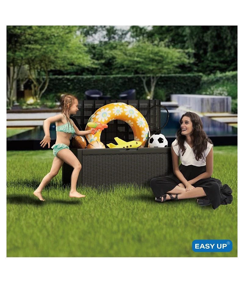 Mondawe 100 Gallon Wicker Resin Deck Box