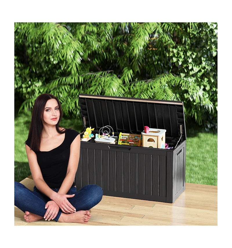 80 Gal. Waterproof Outdoor Resin Storage Deck Box with Lockable Lid