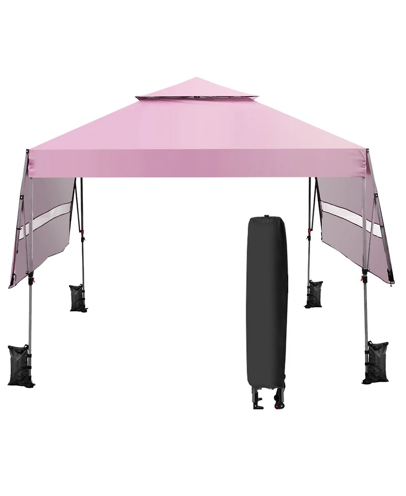 Outdoor Instant Pop-up Canopy Tent with Dual Half Awnings