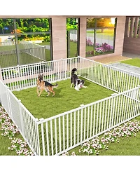 2 Piece Vinyl Picket Fence Set for Garden and Yard Decoration