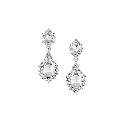 Sohi Women's Silver Embellished Drop Earrings