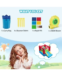 Inflatable Kids Bounce Castle with 480W Blower