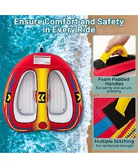 1 or 2 Person Inflatable Towable Tube for Boating with Drainage