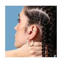 Sohi Women's Gold Snowball Teardrop Drop Earrings