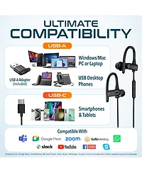 Delton 24EC Wired Earbuds with Microphone, Ergonomic In-Ear Design with Usb C to Usb A Adapter, Hi-Fi Stereo Sound, Usb C wired earbuds for Pc/Laptops